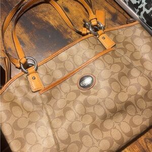 Coach Tan and Brown Shoulder Bag